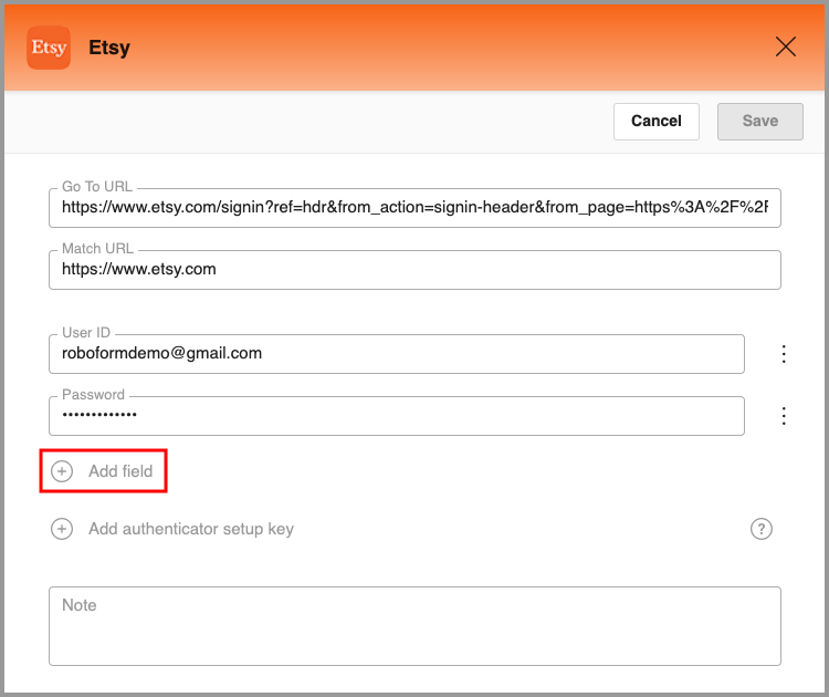 add field option on the Start Page